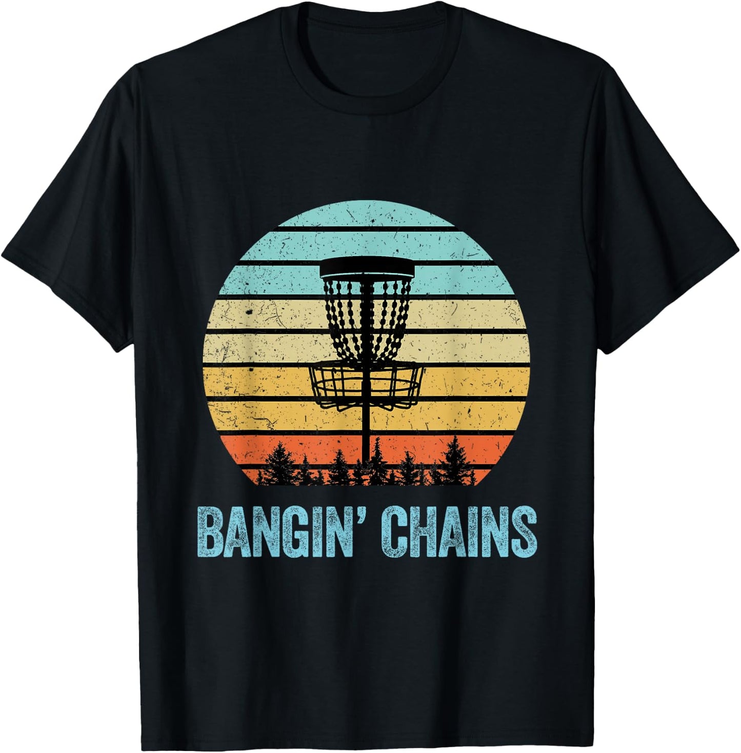 Disc Golf Shirt Funny Banging Chains Retro Disc Golf Gift T-Shirt - T-Shirt | Black