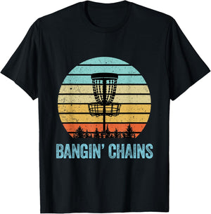 Disc Golf Shirt Funny Banging Chains Retro Disc Golf Gift T-Shirt - T-Shirt | Black
