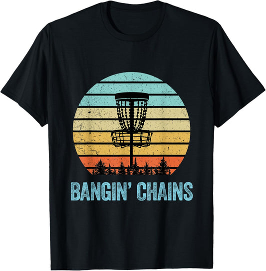 Disc Golf Shirt Funny Banging Chains Retro Disc Golf Gift T-Shirt - T-Shirt | Black