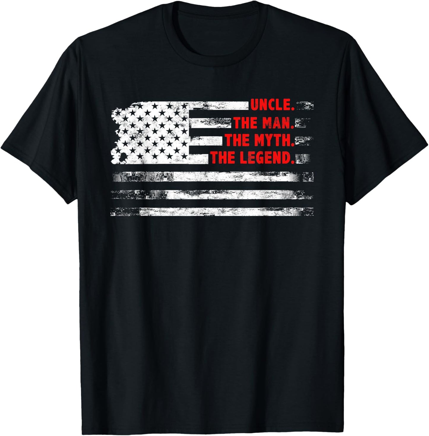 Uncle The Man Myth Legend American USA flag Father’s day T-Shirt - T-Shirt | Black