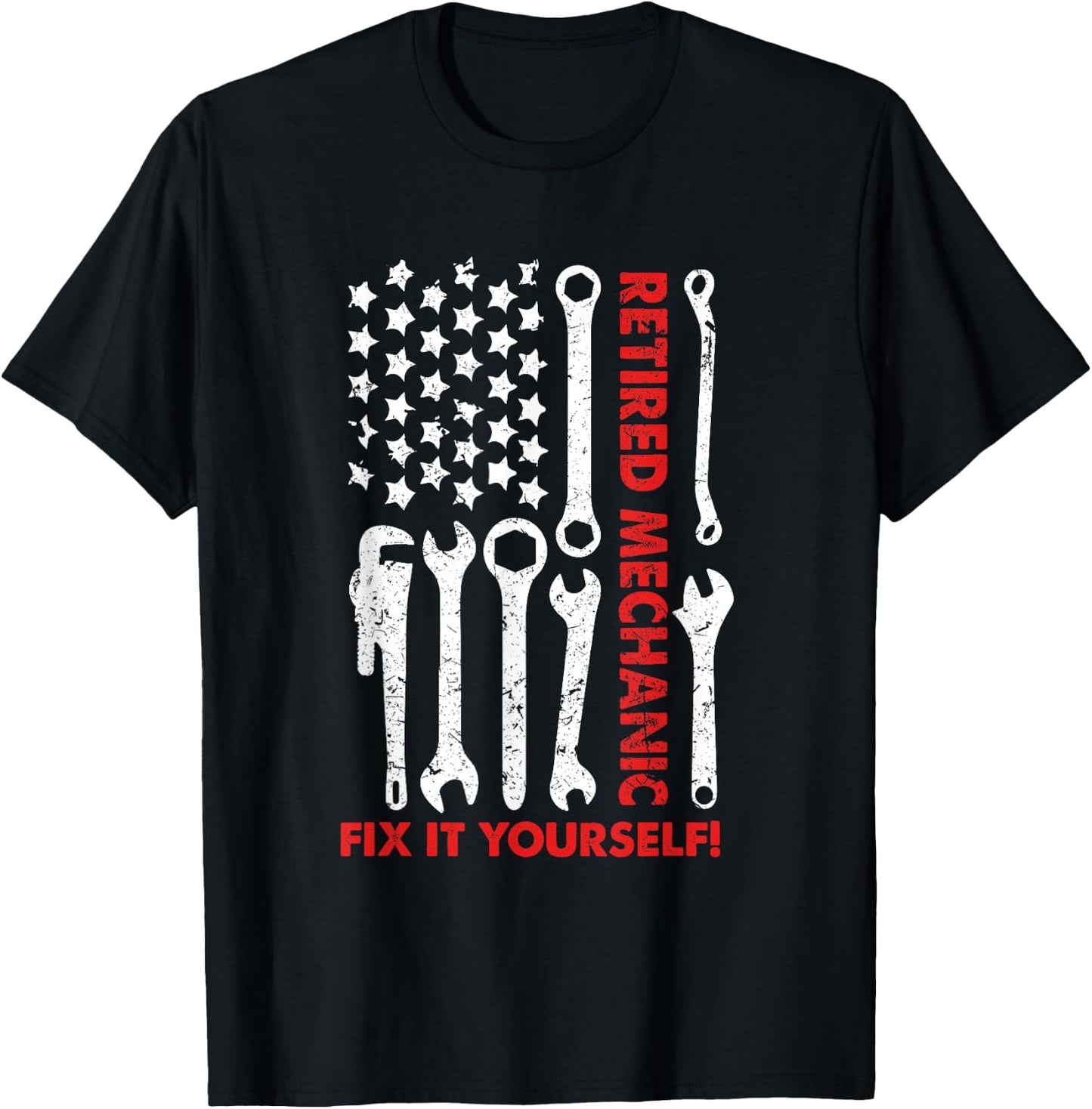 Ph America Flag Retired Mechanic 2021 Retirement T-Shirt - T-Shirt | Black