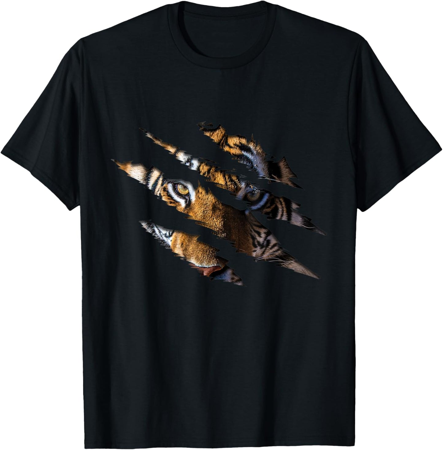 Tiger Face Claw Effect Big Cat Tiger Slash Claw Tiger Lover T-Shirt - T-Shirt | Black