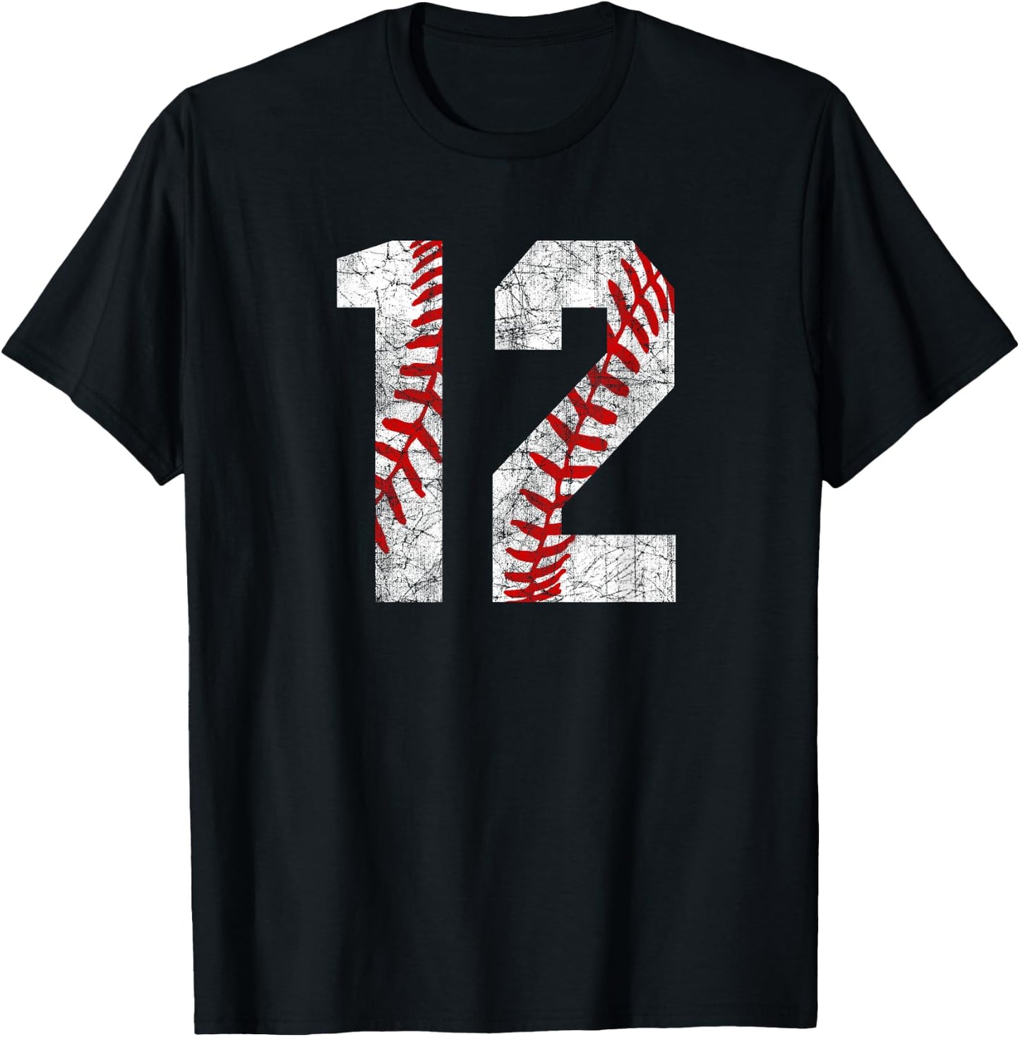 Vintage Baseball Mom #12 Jersey Baseball Favorite Player T-Shirt - T-Shirt | Black