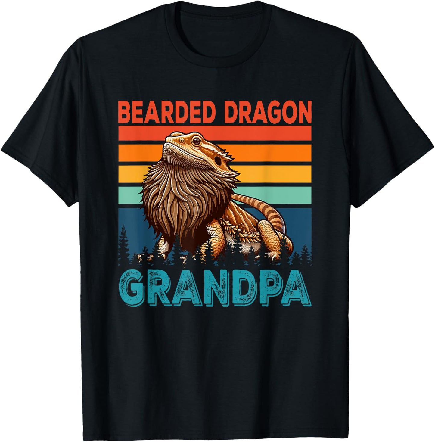 Vintage Retro Bearded Dragon Costume Grandpa Father's Day T-Shirt - T-Shirt | Black