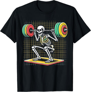 Skeleton Lifting Gym Workout T-Shirt - T-Shirt | Black