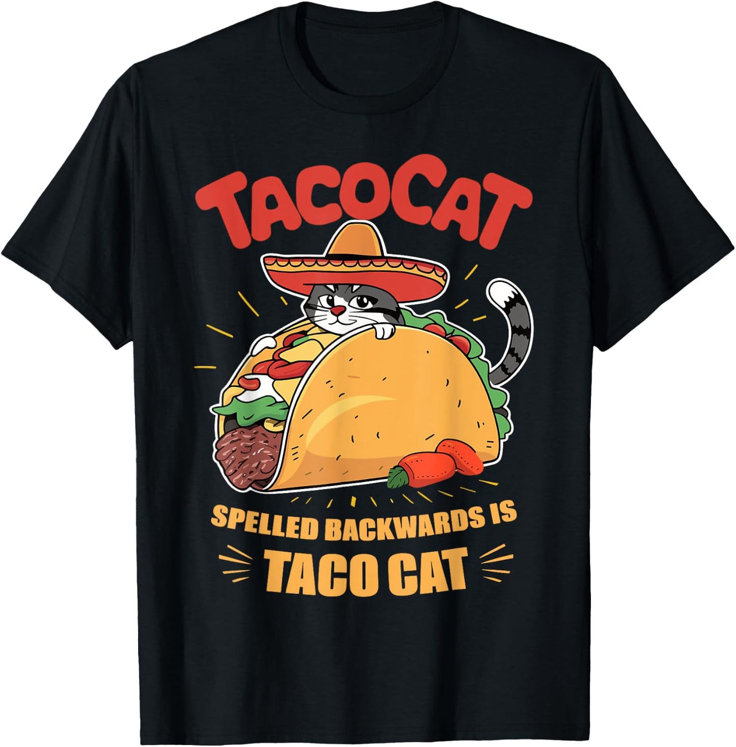 Taco Cat Funny Cinco De Mayo Women Kids T-Shirt - T-Shirt | Black