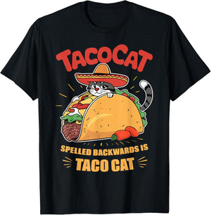 Taco Cat Funny Cinco De Mayo Women Kids T-Shirt - T-Shirt | Black