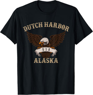 Dutch Harbor Alaska USA Bald Eagle T-Shirt - T-Shirt | Black