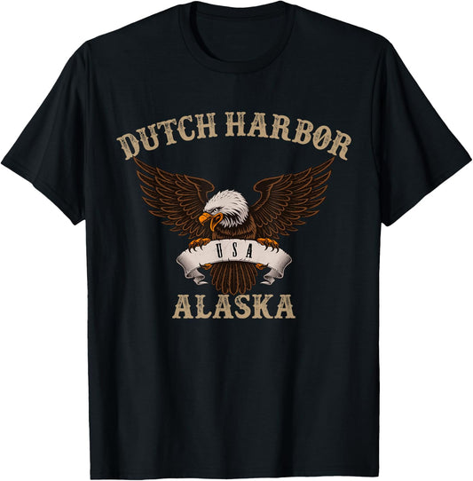 Dutch Harbor Alaska USA Bald Eagle T-Shirt - T-Shirt | Black