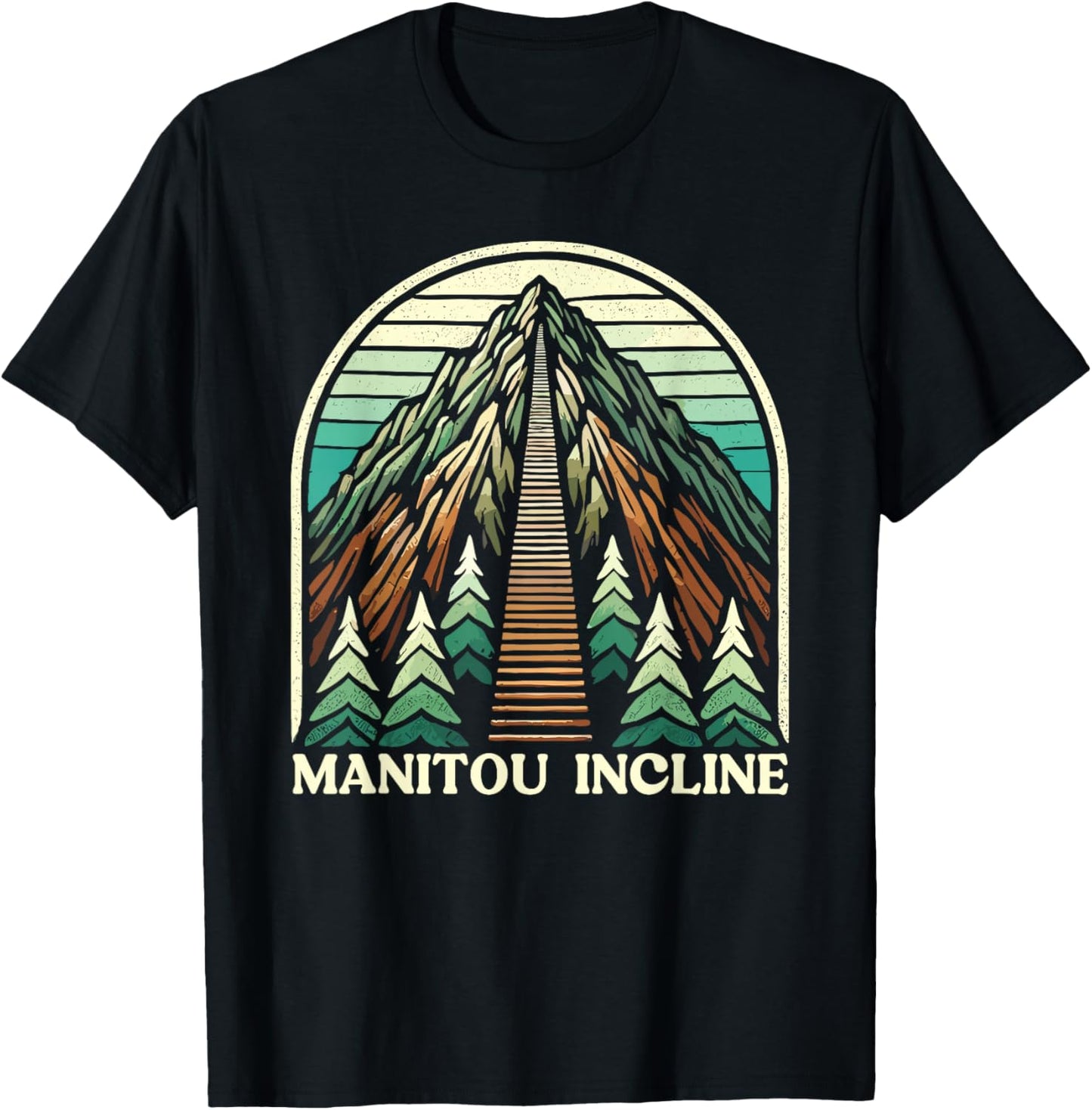 Manitou Incline, Manitou Springs Colorado, Manitou Incline T-Shirt - T-Shirt | Black