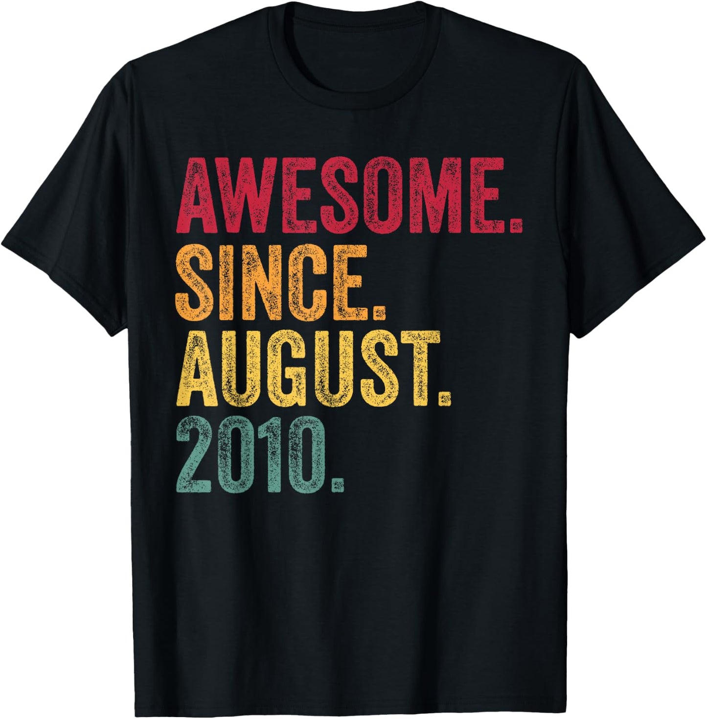 Born In August 2010 16th Birthday Gift 16 Years Old Retro T-Shirt - T-Shirt | Black