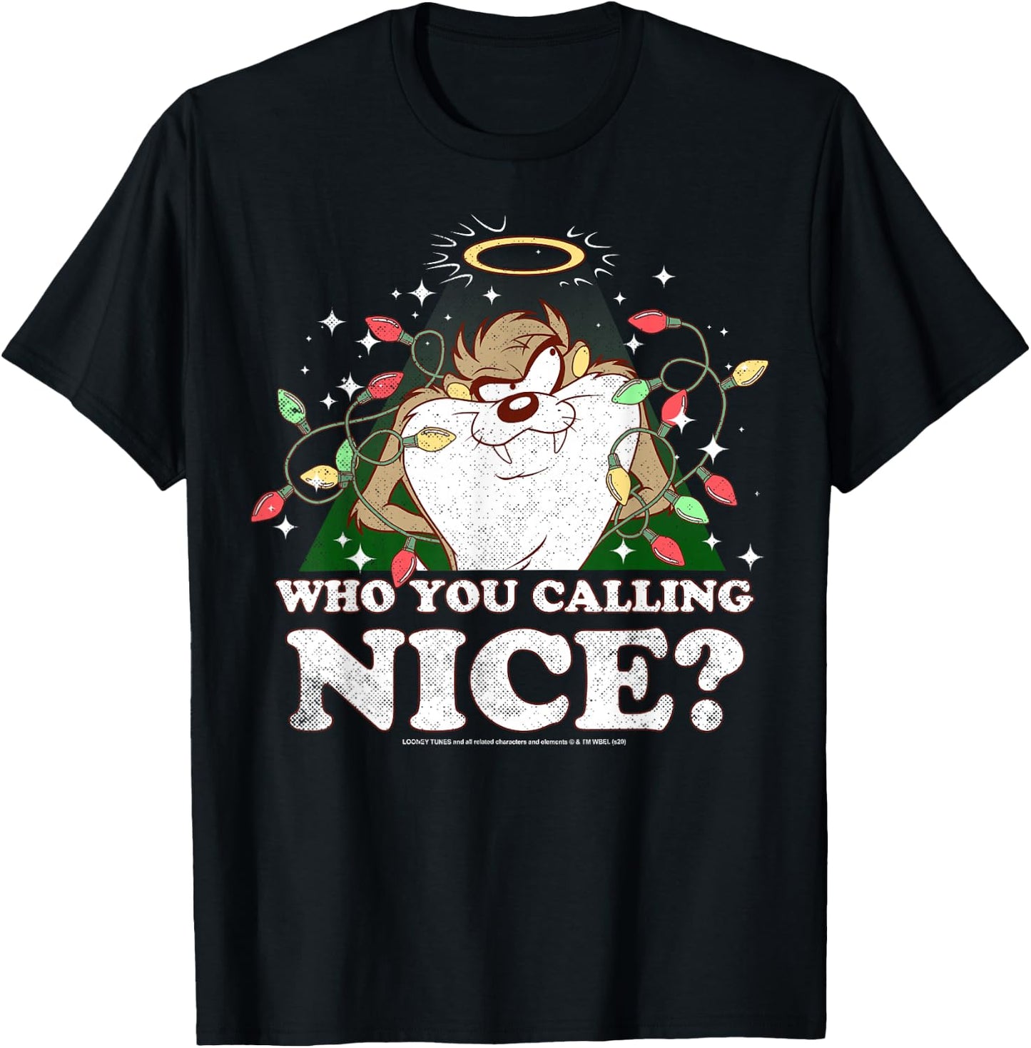 Looney Tunes Christmas Taz Who You Calling Nice T-Shirt - T-Shirt | Black