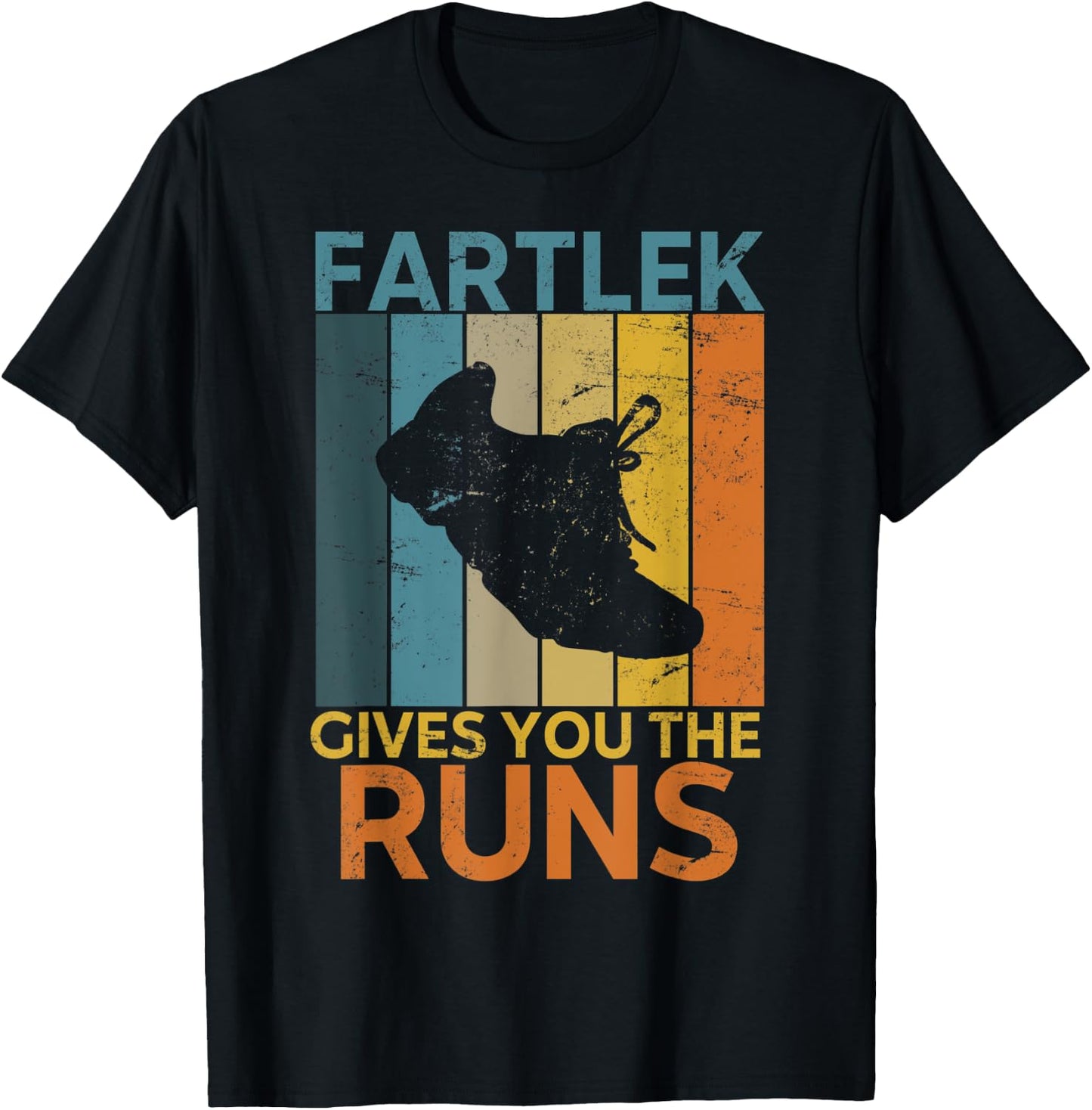 Funny Running Saying Fartlek Gives You The Runs Retro Runner T-Shirt - T-Shirt | Black