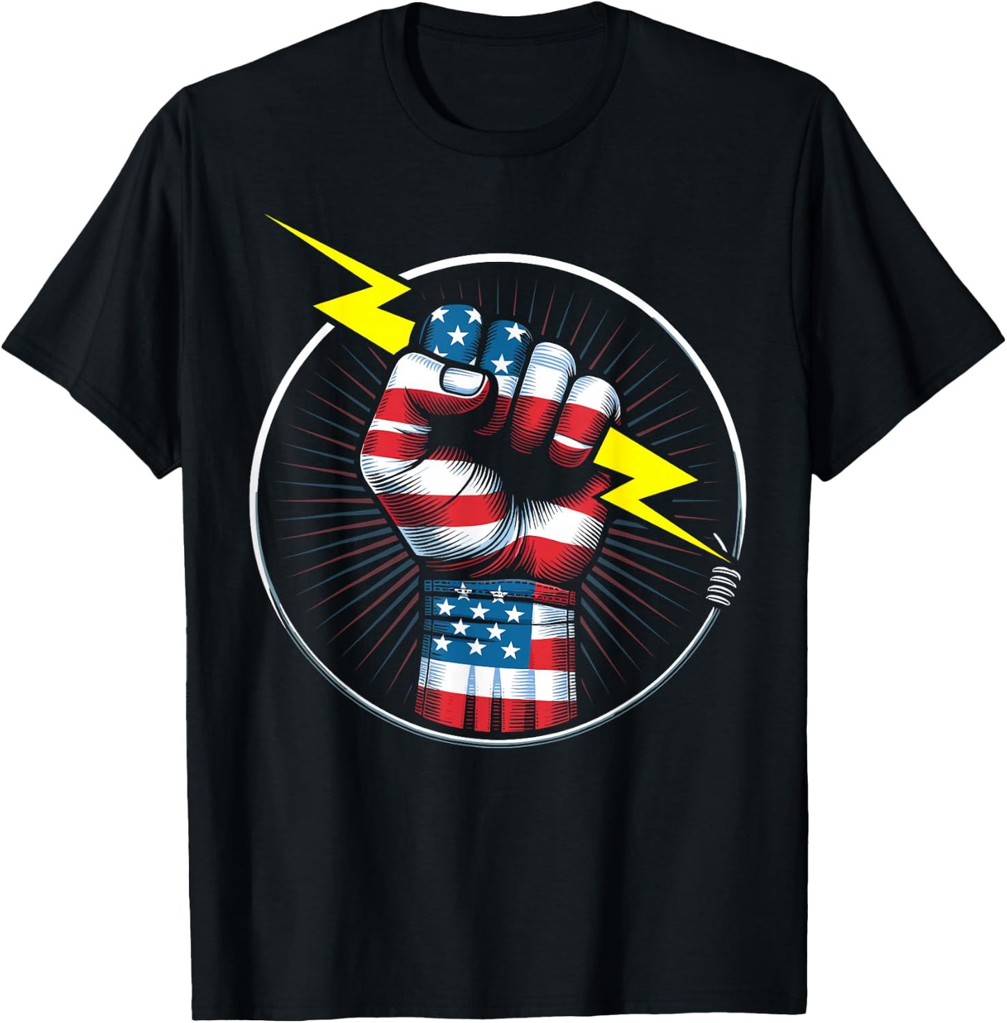 Electrician hero American flag electrical worker T-Shirt - T-Shirt | Black