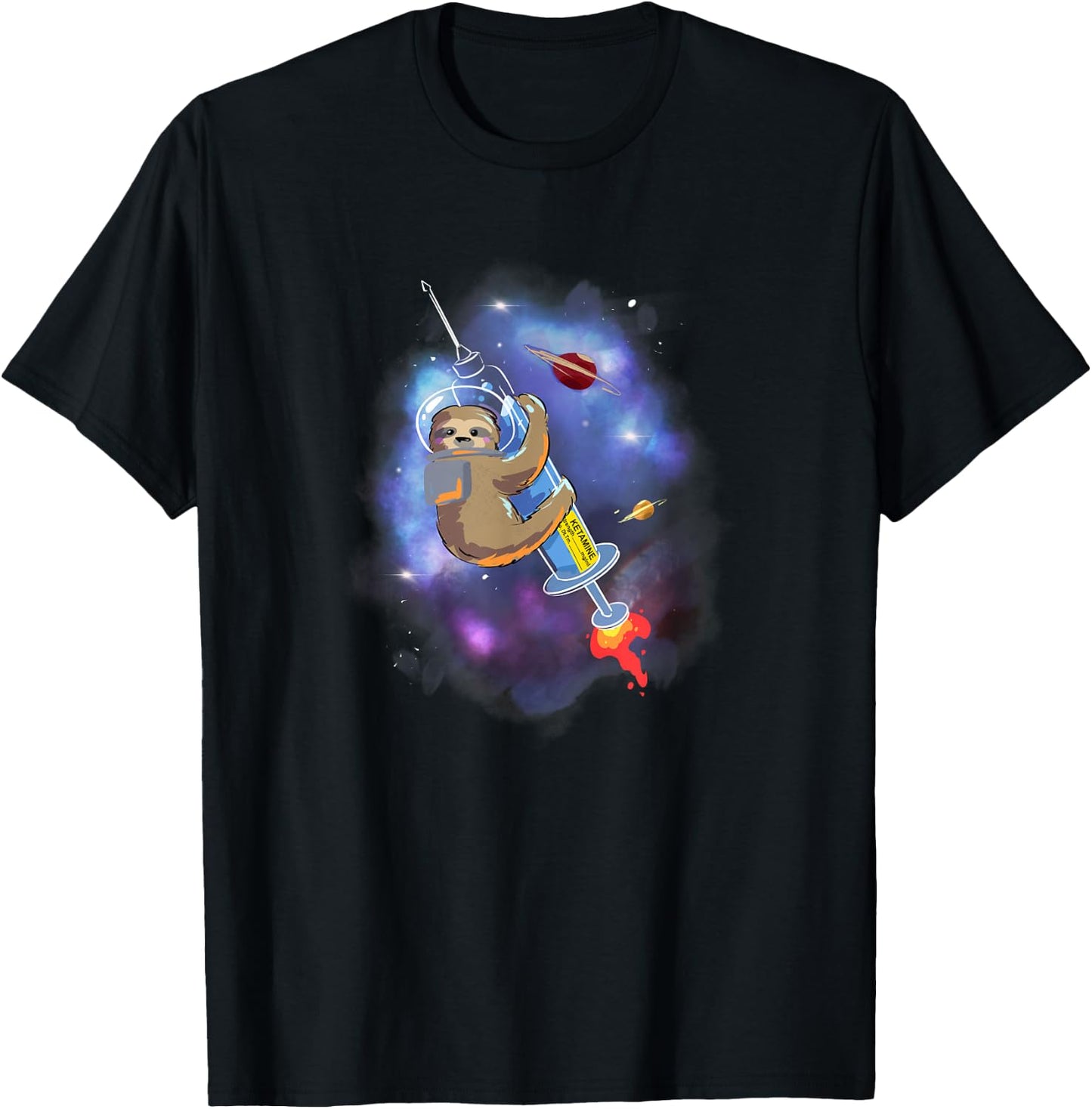 Space ketamine sloth anesthesia critical care Emergency med T-Shirt - T-Shirt | Black