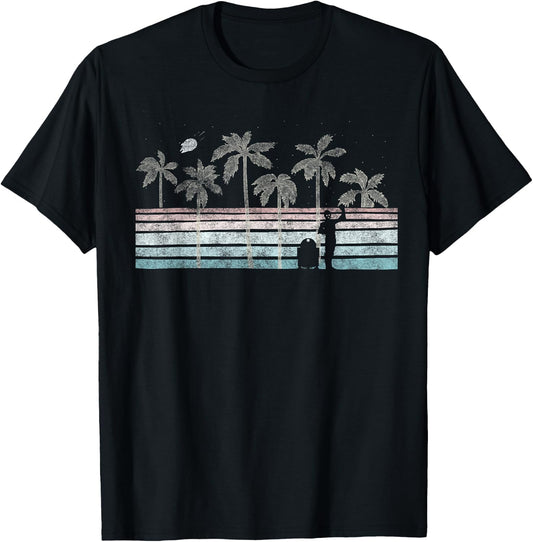 Star Wars R2-D2 & C-3PO Tropical Retro Stripe T-Shirt - T-Shirt | Black