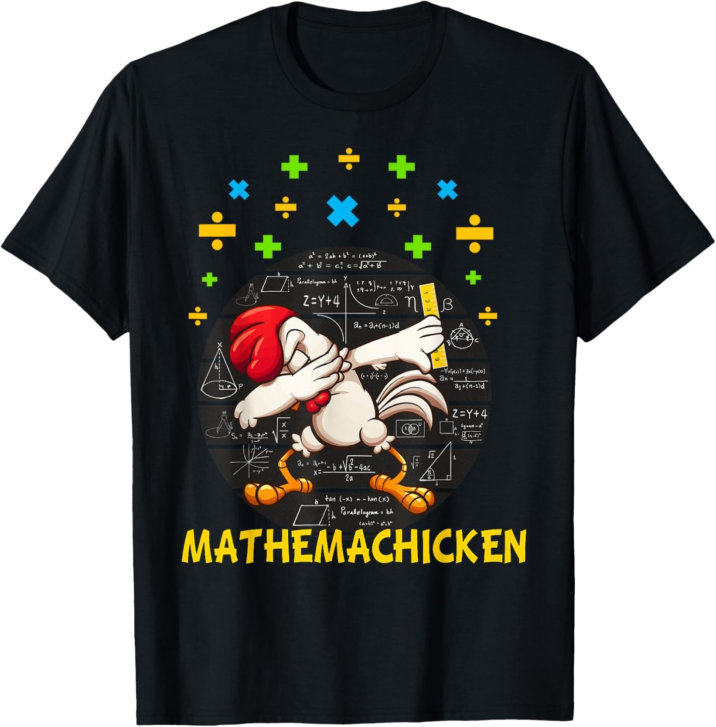 Mathemachicken rooster dabbing Funny for Math Lovers T-Shirt - T-Shirt | Black