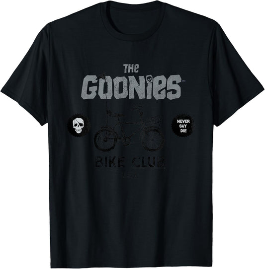 Kids The Goonies Bike Club Never Say Die Text T-Shirt - T-Shirt | Black