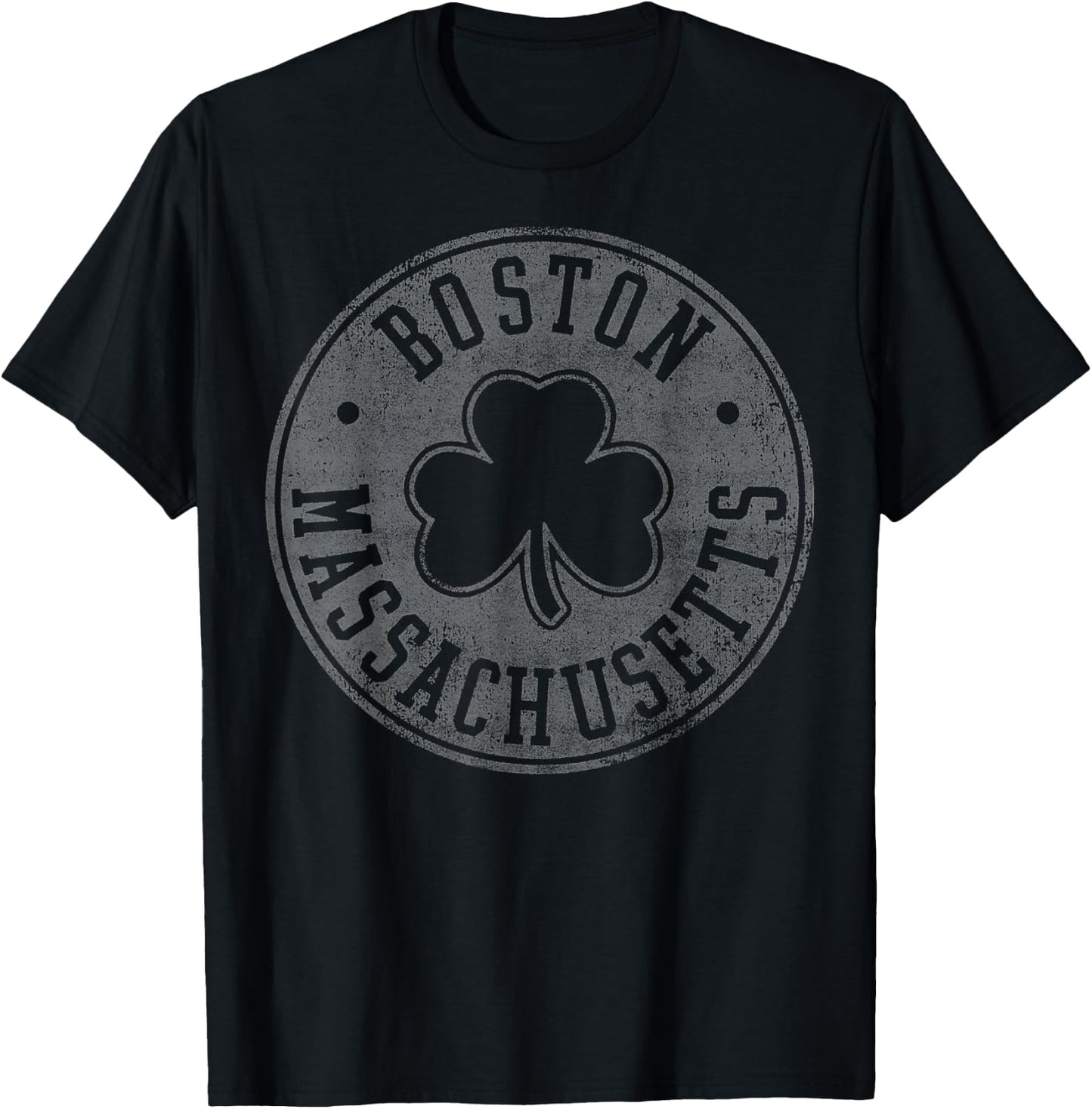 Boston Massachusetts Shamrock Logo T-Shirt - T-Shirt | Black
