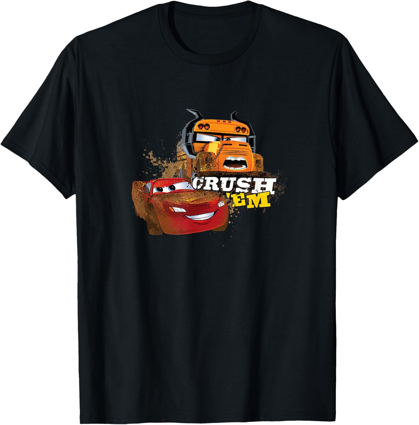 Disney Pixar Cars Crush 'Em Miss Fritter & McQueen Shot T-Shirt - T-Shirt | Black