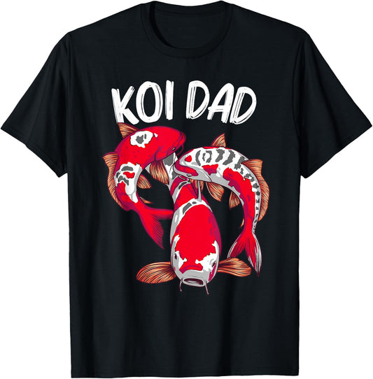 Koi Fish Gift Dad Men Japan Koi Carp Fishes Pond Lover T-Shirt - T-Shirt | Black