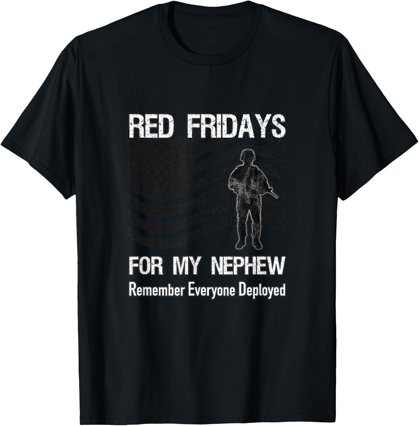 Red Friday Nephew Military / American Flag Deployed Family T-Shirt - T-Shirt | Black