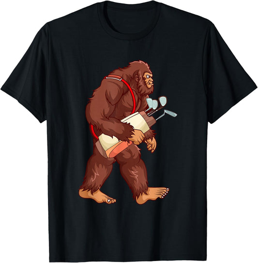 Funny Sasquatch Lover Golf Gift Bigfoot Golfer Golfing Gift T-Shirt - T-Shirt | Black