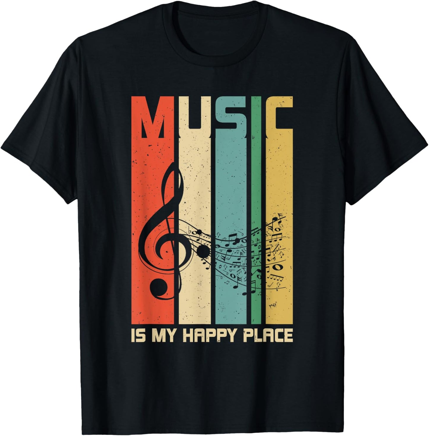 Music is My Happy Place Gift Musician Lover Artist Singer T-Shirt - T-Shirt | Black
