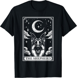 Tarot Card Vintage Crescent Moon German Shepherd Dog Mom T-Shirt - T-Shirt | Black