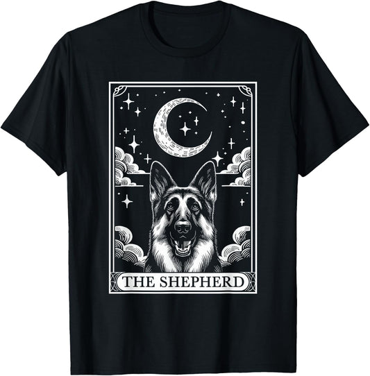 Tarot Card Vintage Crescent Moon German Shepherd Dog Mom T-Shirt - T-Shirt | Black