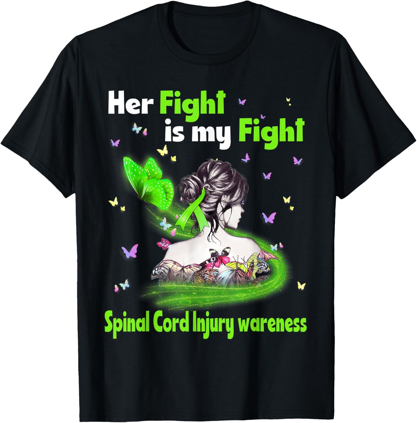 Her Fight Is My Fight Spinal Cord Injury Awareness T-Shirt - T-Shirt | Black