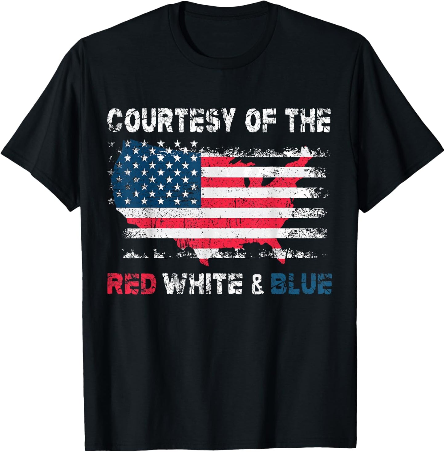 Courtesy of The Red White and Blue Vintage America US Flag T-Shirt - T-Shirt | Black