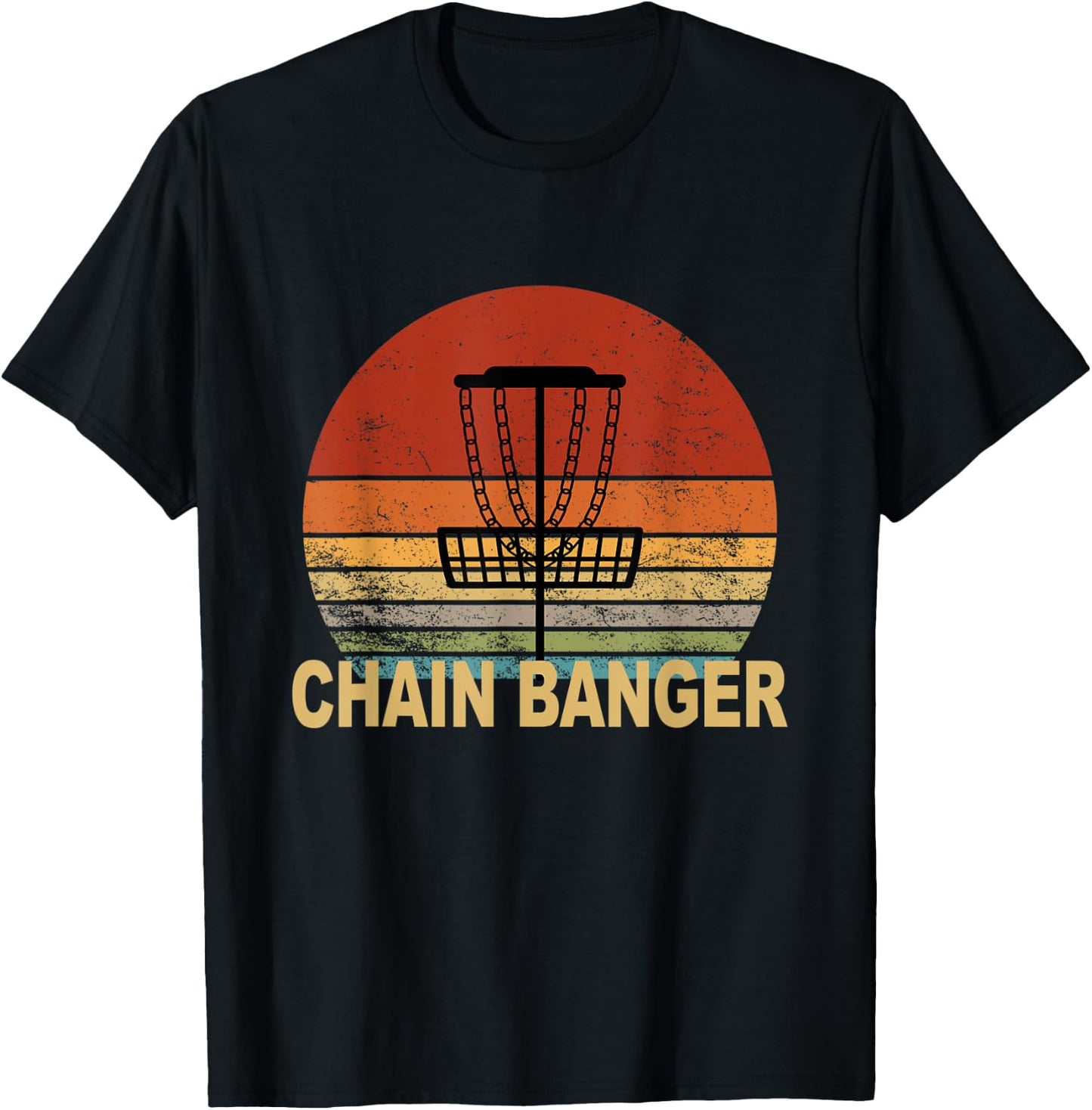 Vintage Disc Golf Dad Funny Chain Banger Basket T-Shirt - T-Shirt | Black