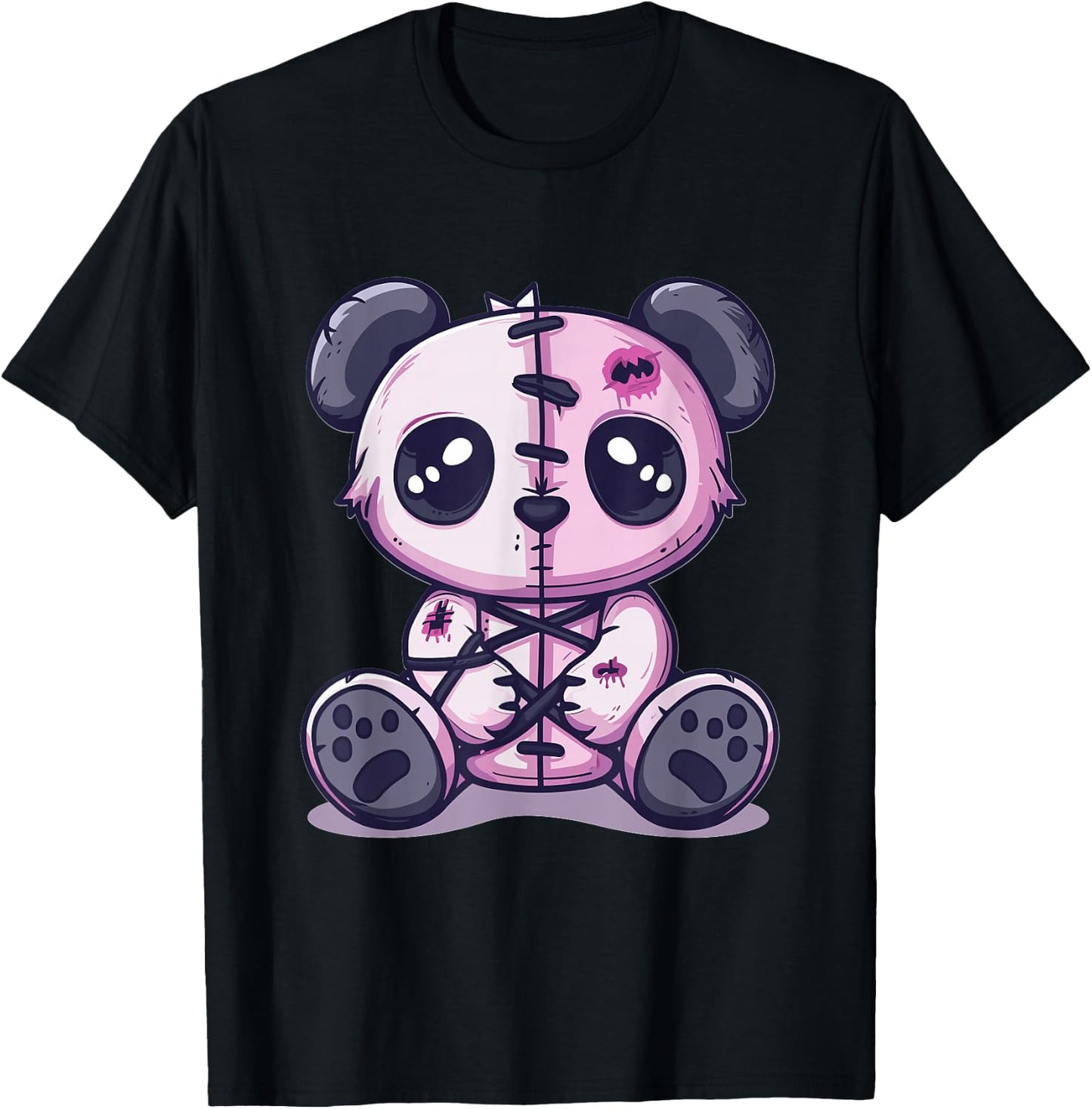 Goth Pastel Cute Creepy Kawaii Panda Voodoo Doll T-Shirt - T-Shirt | Black