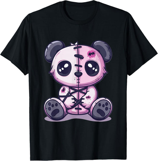 Goth Pastel Cute Creepy Kawaii Panda Voodoo Doll T-Shirt - T-Shirt | Black