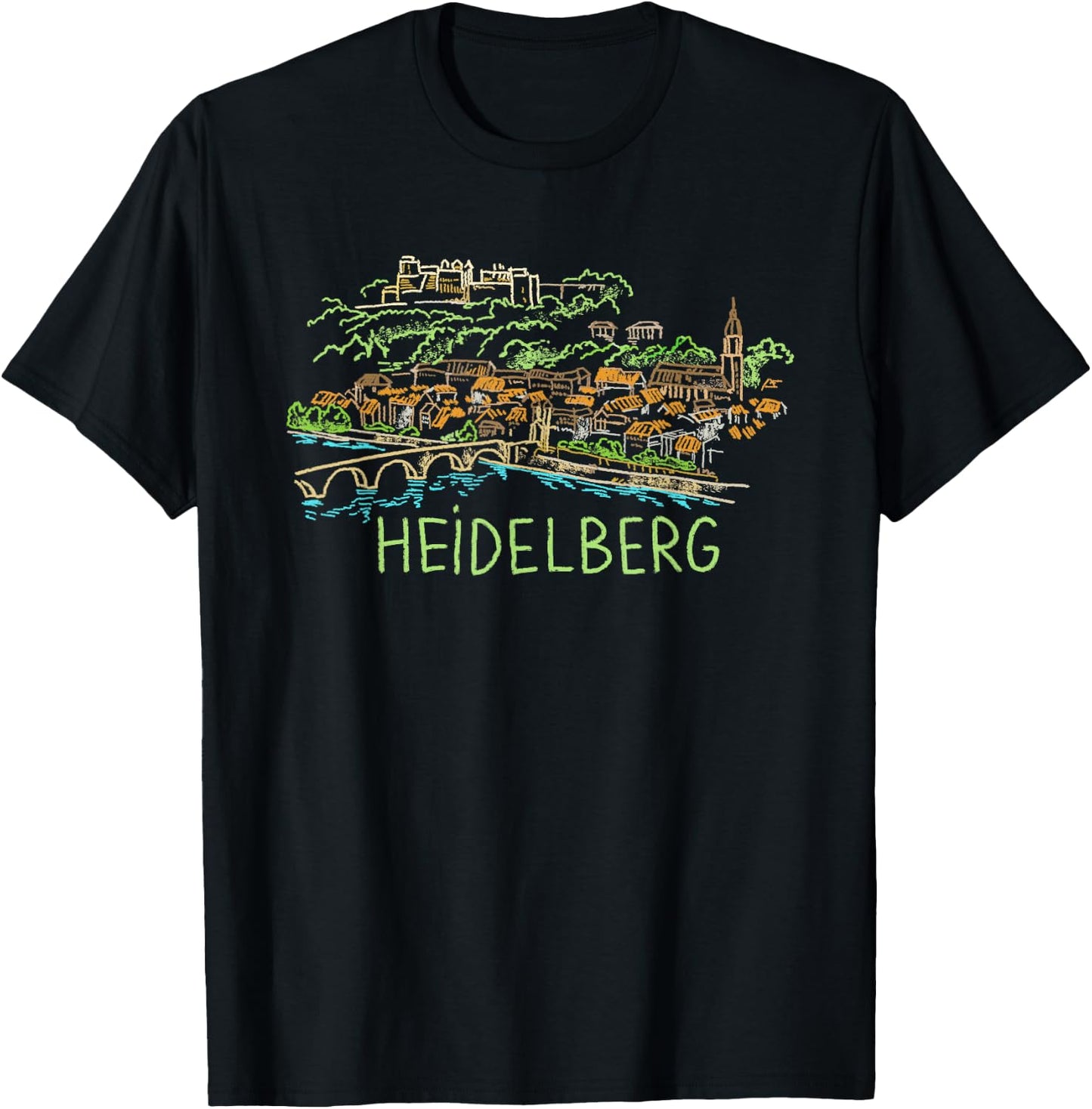 Heidelberg Germany Art Gift Men Women T-Shirt - T-Shirt | Black