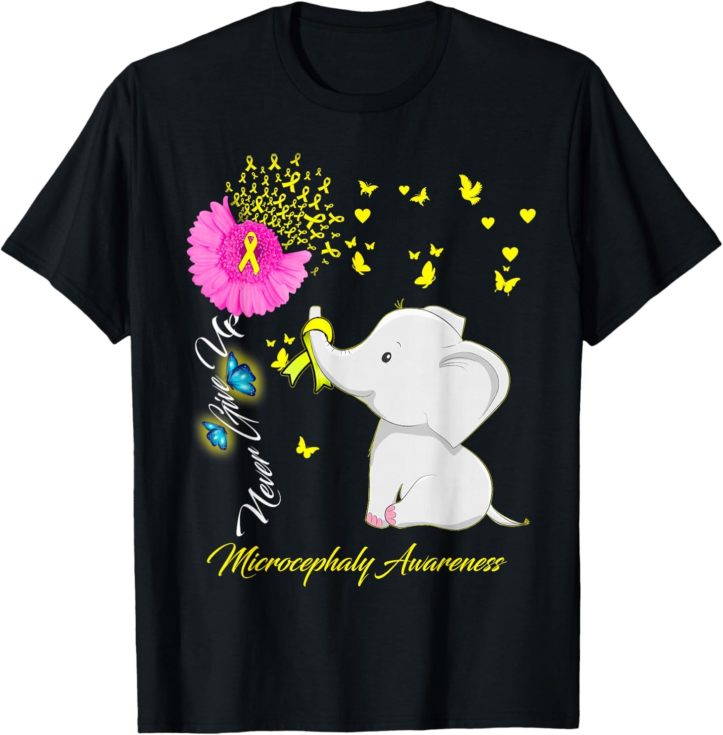 Elephant Microcephaly Awareness - Microcephaly Ribbon Gifts T-Shirt - T-Shirt | Black