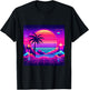 Synthwave Retro Vaporwave Tropical Palm Sunset TV Glitch T-Shirt - T-Shirt | Black