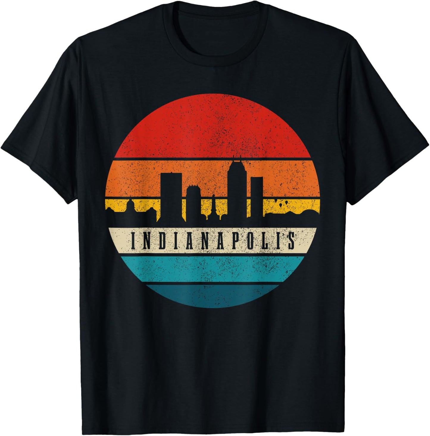 Indianapolis Skyline Indiana Vintage USA America Souvenir T-Shirt - T-Shirt | Black