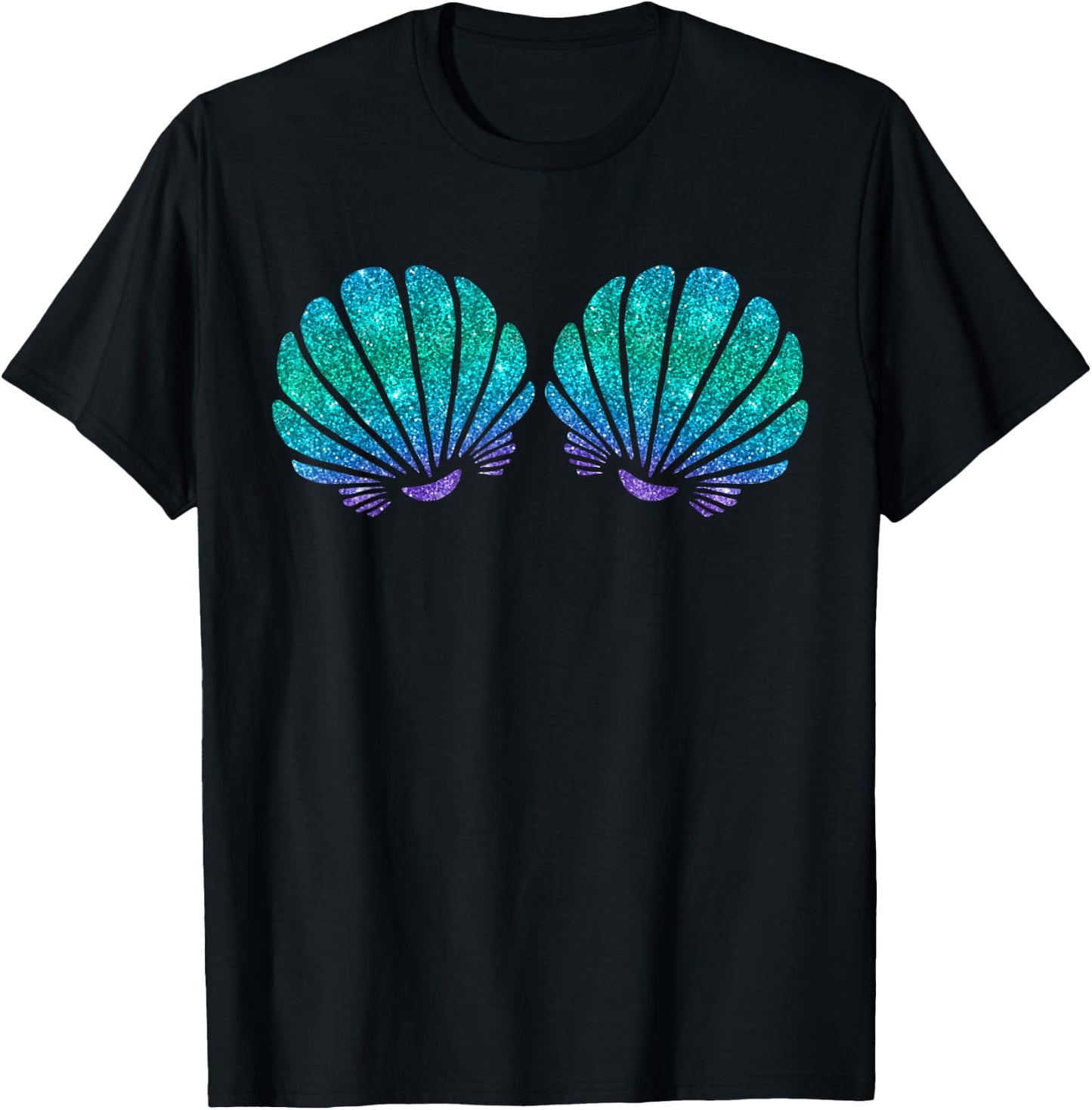 Mermaid Sea Shell Bra Costume T-Shirt - T-Shirt | Black