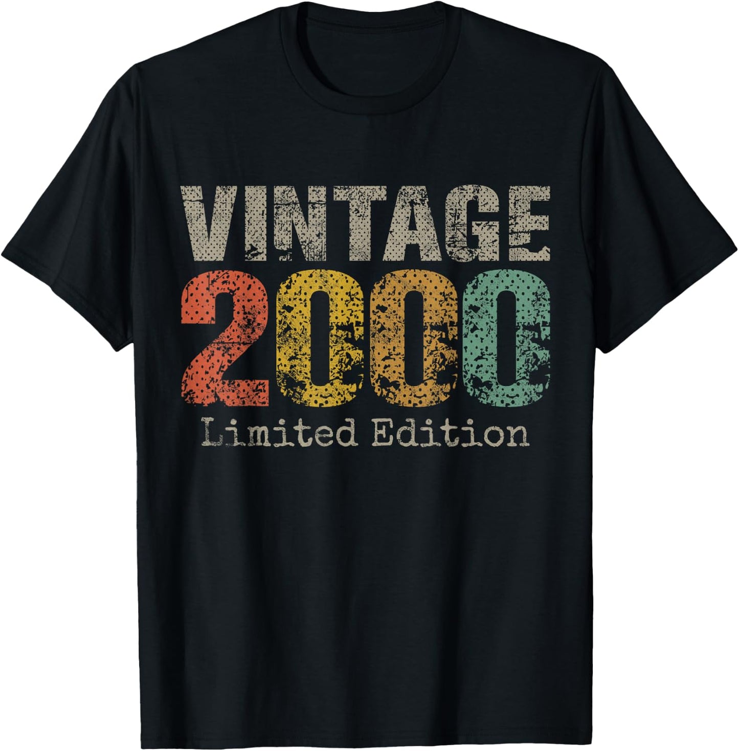 Vintage 2000 Limited Edition 25th Birthday Gifts 25 Year Old T-Shirt - T-Shirt | Black