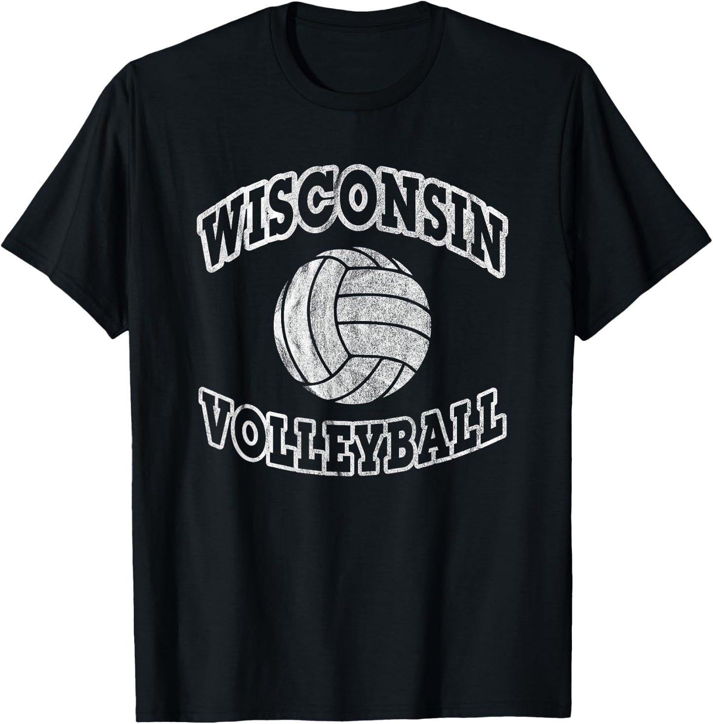 Wisconsin Volleyball Classic Style Vintage Distressed T-Shirt - T-Shirt | Black