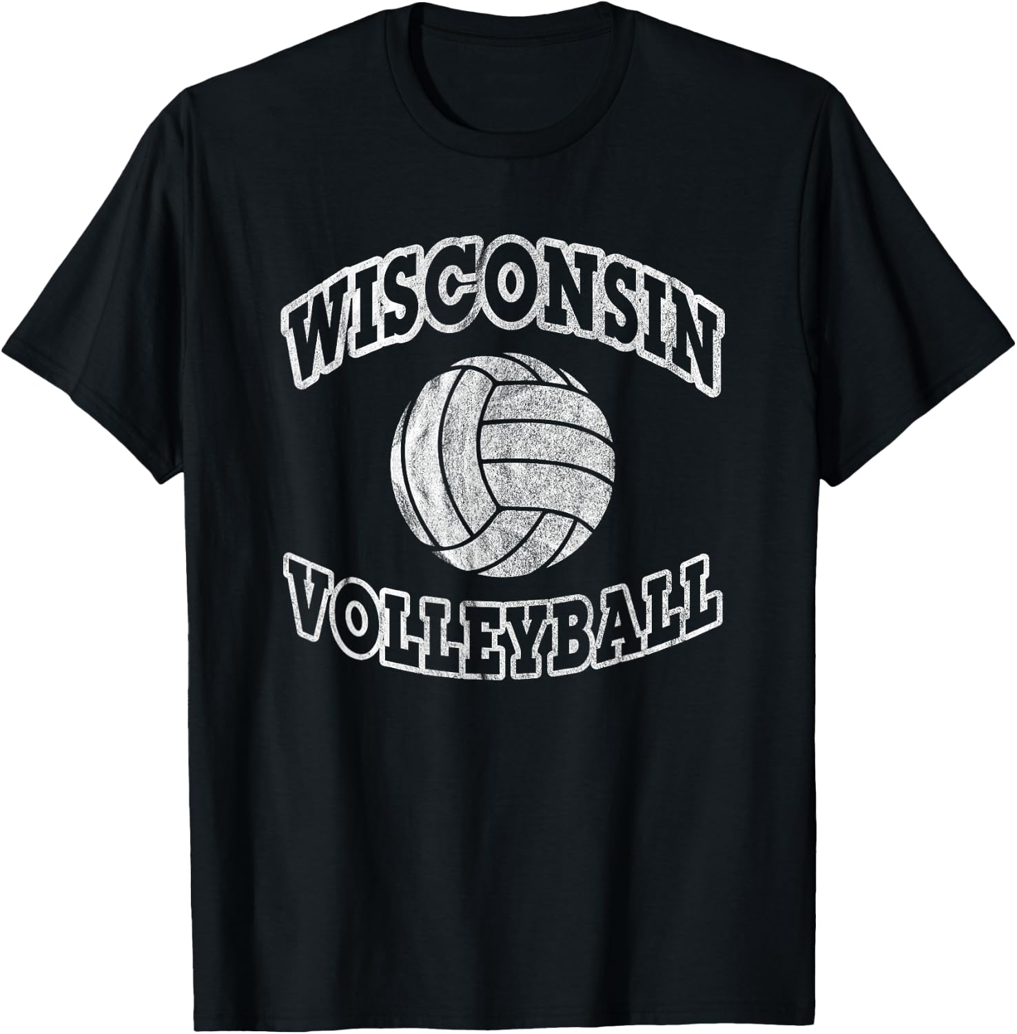 Wisconsin Volleyball Classic Style Vintage Distressed T-Shirt - T-Shirt | Black