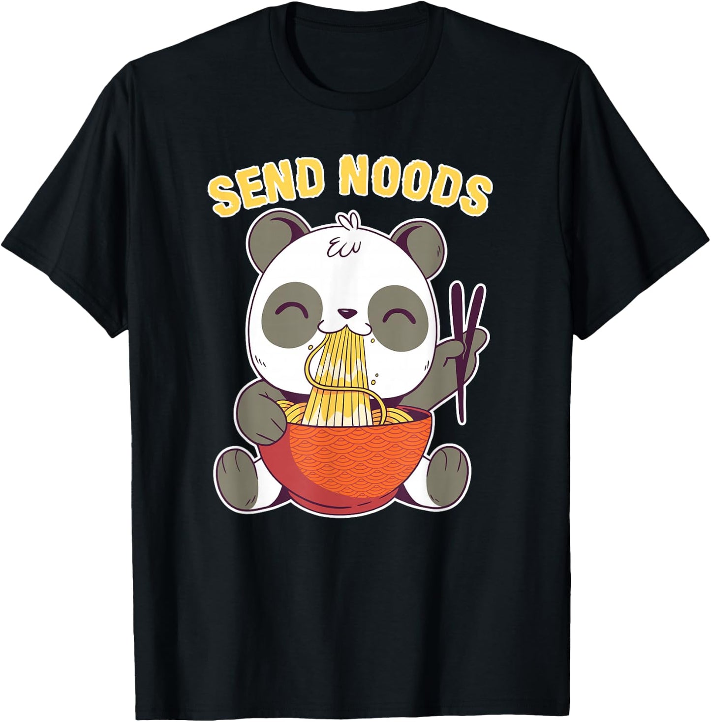 Send Noods Funny Ramen Noodle Panda T-Shirt - T-Shirt | Black