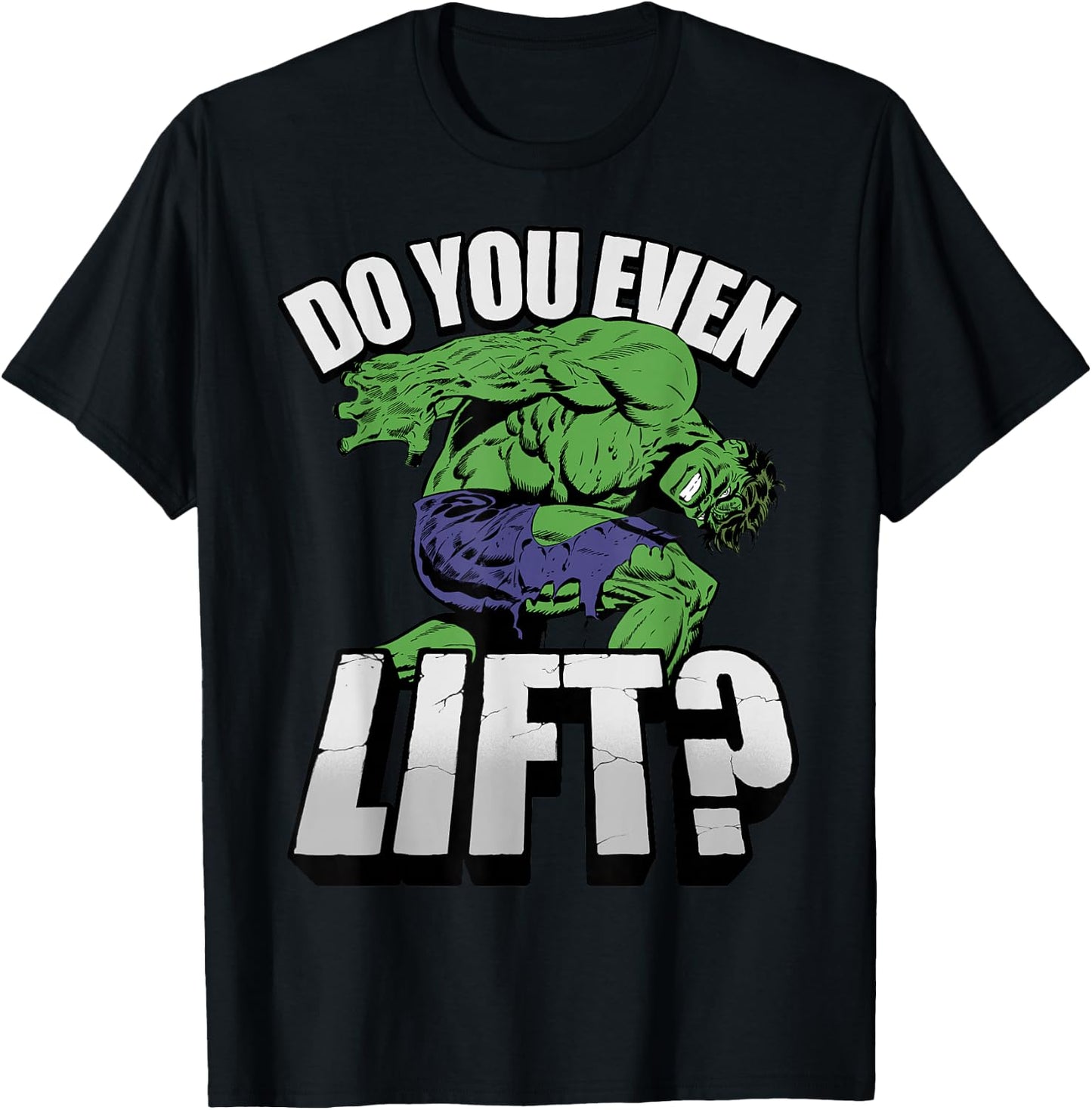 Marvel Hulk Do You Even Lift? Retro Portrait T-Shirt - T-Shirt | Black