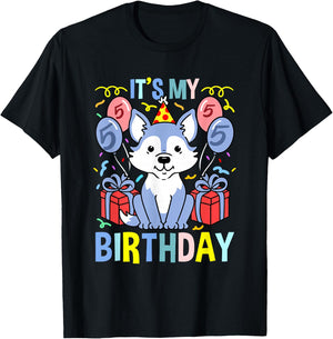 Its My 5th Birthday Wolf T-Shirt - T-Shirt | Black