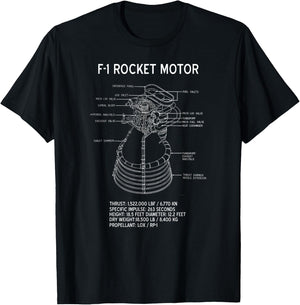 Apollo Saturn V F-1 space rocket engine Blueprint T-Shirt - T-Shirt | Black