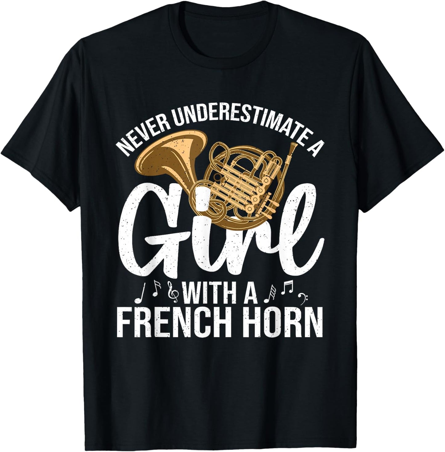 Best French Horn Art Girls French Horn Lover T-Shirt - T-Shirt | Black