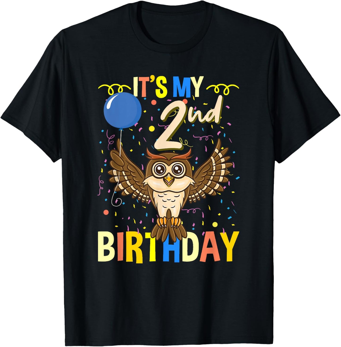 Its My 2nd Birthday Owl Bird T-Shirt - T-Shirt | Black
