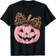 Coquette Bow Pink Pumpkin Funny Halloween Spooky Season T-Shirt - T-Shirt | Black
